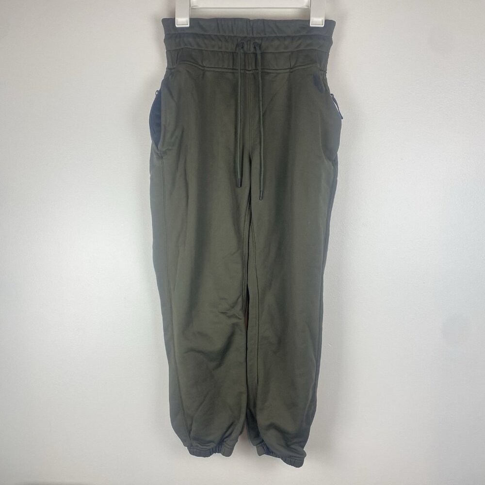 Nike Lab Women's Fleece High Rise Jogger Pants Size S Olive Green Pockets